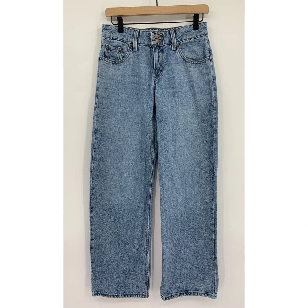 Levis Superlow Jeans Womens 26 Blue Denim Straight Leg Low Rise Denim